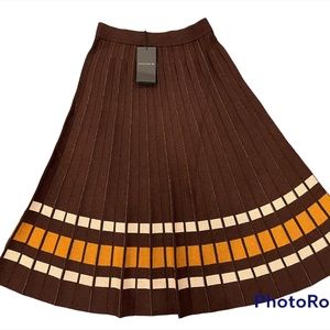 DODO BAR OR ADAM PLEATED STRIPED KNITTED MIDI SKIRT